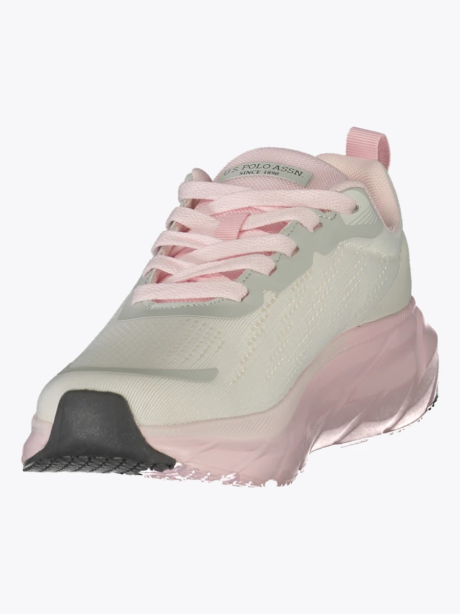 Sneakers damă U.S. Polo Assn. Albi cu detalii roz